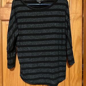 Black and Gray Striped Top by Mix